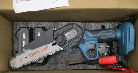 Photo from the official notice: JUSFIT Lithium Electric Chain Saw sold via eBay — electric shock risk