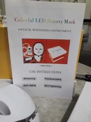 Photo from the official notice: LED Beauty Mask — electric shock risk