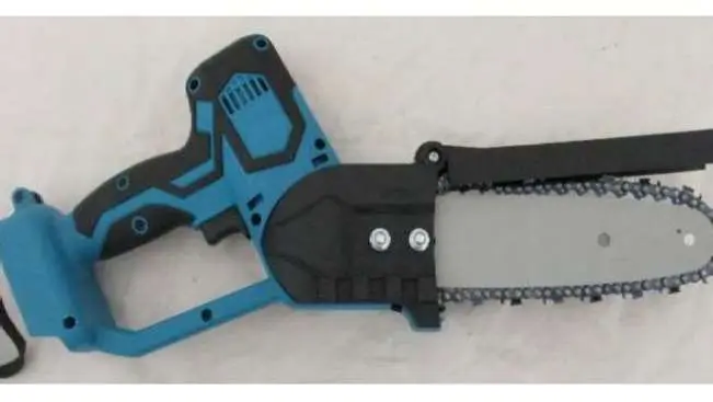 Photo from the official notice: Lithium Mini Chain Saw — cuts risk
