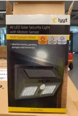 Photo from the official notice: Lyyt 40 LED Solar Security Light with Motion Sensor — fire risk