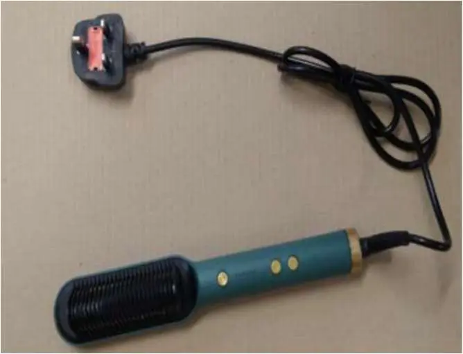 Photo from the official notice: Professional Electric Hair Straightener Comb sold via Wish — electric shock risk