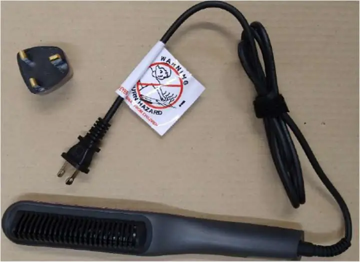 Photo from the official notice: Professional Hair/Beard Straightener ZF-C1A sold via Fruugo — electric shock risk