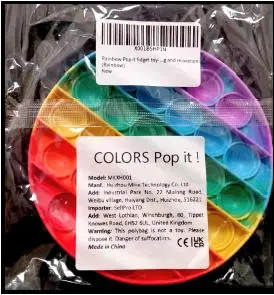 Photo from the official notice: Rainbow Pop-It Fidget Toy (MKXH001) — choking risk