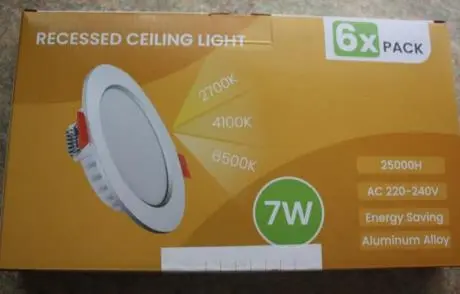 Photo from the official notice: Recessed Ceiling Light JFL-039, 6 pack sold via Amazon — electric shock risk