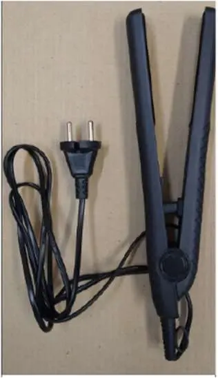 Photo from the official notice: Sinbo Ceramic Hair Straightener sold via Etsy — electric shock risk