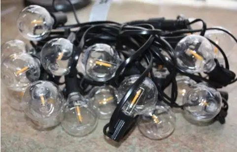 Photo from the official notice: String Lights, G40 sold via Amazon — fire risk