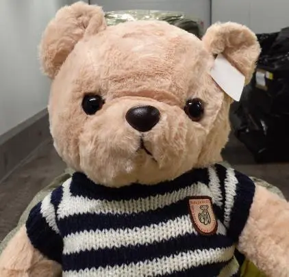 Photo from the official notice: Teddy Bear with Striped Jumper — choking risk