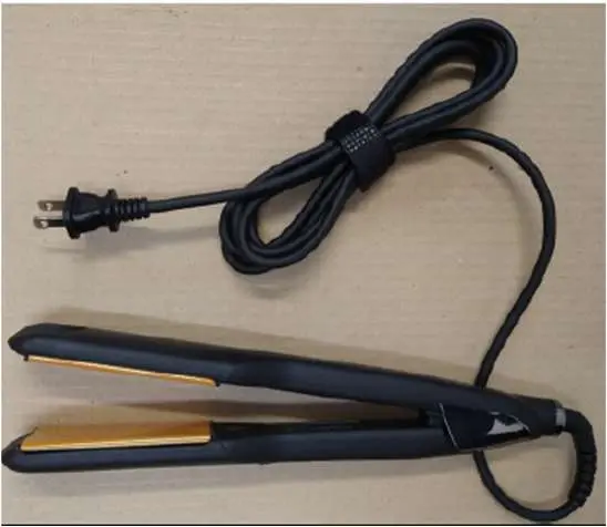 Photo from the official notice: The Brat Way Titanium Flat Iron Hair Straightener sold via Etsy — electric shock risk