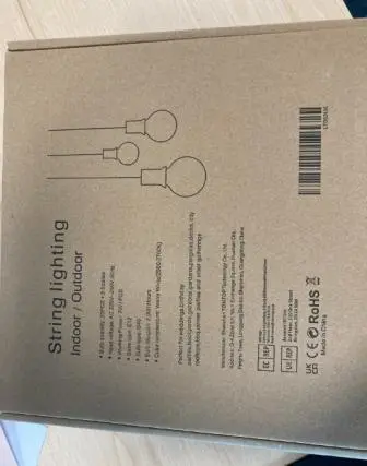 Photo from the official notice: Tomshine Indoor/Outdoor String Lighting Chain sold via Amazon — electric shock risk