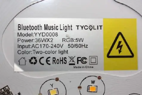 Photo from the official notice: Tycolit Bluetooth Music Light YYD0008 (2212-0196 & 2206-0071) — electric shock risk