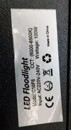 Photo from the official notice: Tycolit LED Floodlight (Small) — electric shock risk
