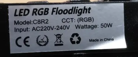 Photo from the official notice: Tycolit LED RGB Floodlight — electric shock risk