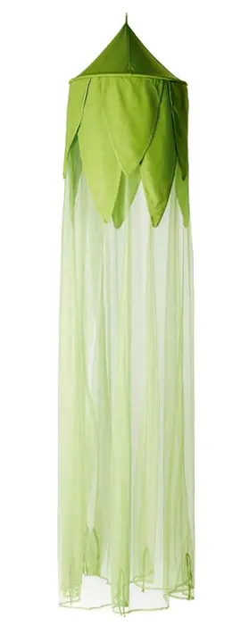 Green pointed canopy top with green leaves and green mesh fabric
