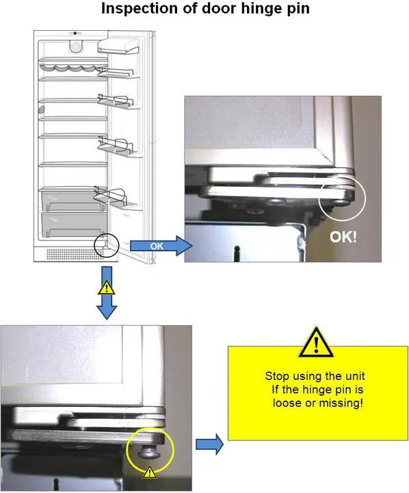 Inspection of door hinge pin