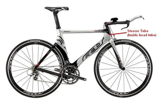 Picture of Recalled Bicycle showing steerer tube (inside head tube)