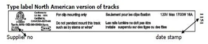 Photo from the official notice: IKEA Recalls Track Lighting System Due to Electric Shock Hazard
