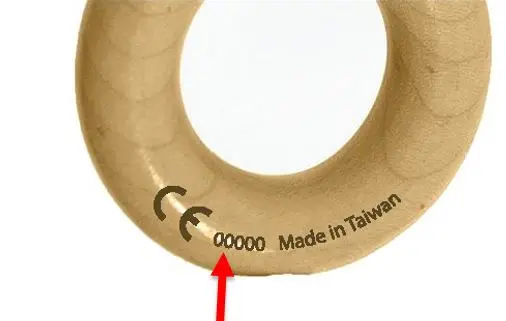 Location of the date code number (14714 or 21815) on the rattle handle