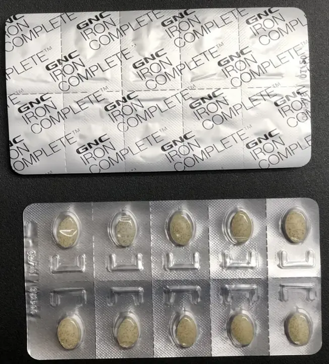 GNC Women’s Iron Complete Dietary Supplement – blister packaging