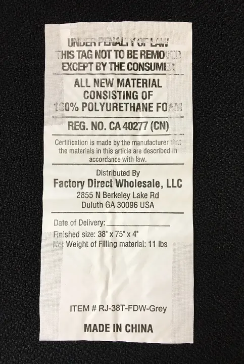 Tag located on the side of the mattress.