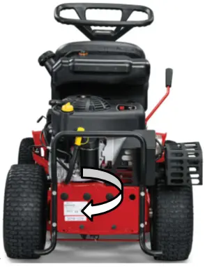 Location of label with model number on back of mower