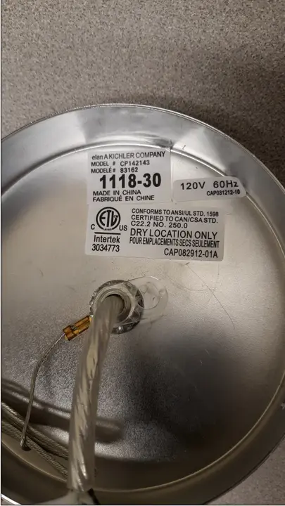 The date code on the recalled lighting fixtures can be found on the inside of the ceiling canopy