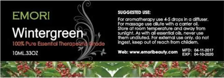 Label of recalled Wintergreen Essential Oil