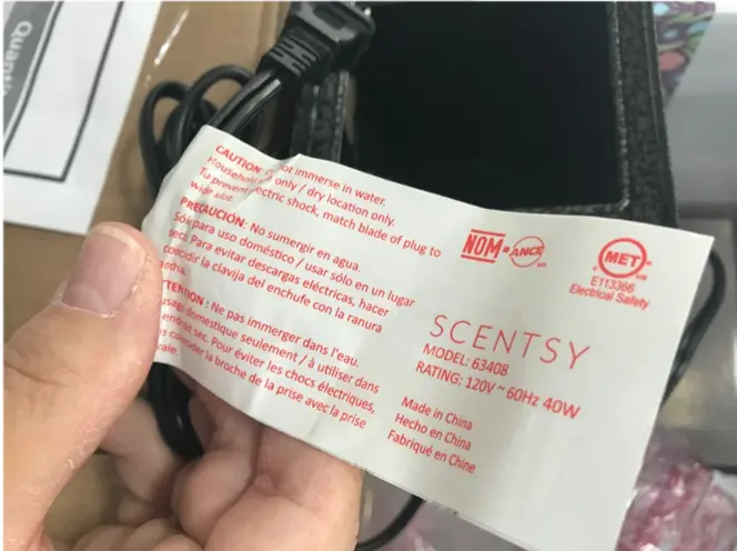 Recalled Luminary Jack product tag