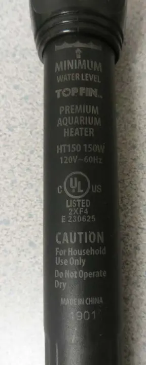 Location of the model and lot numbers on the heaters