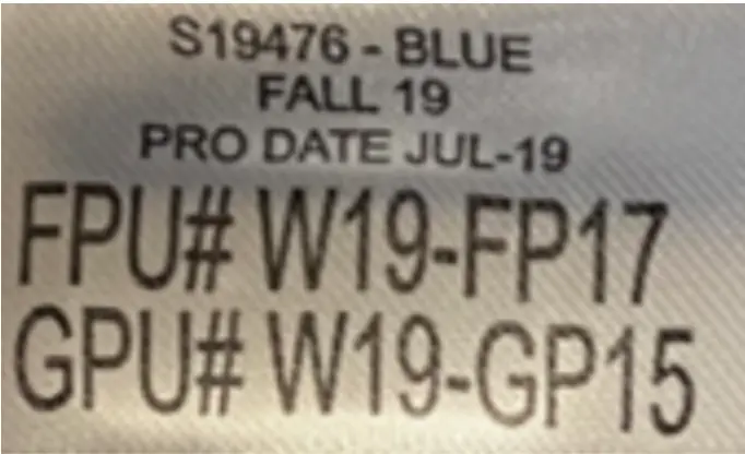 Label on the recalled robes