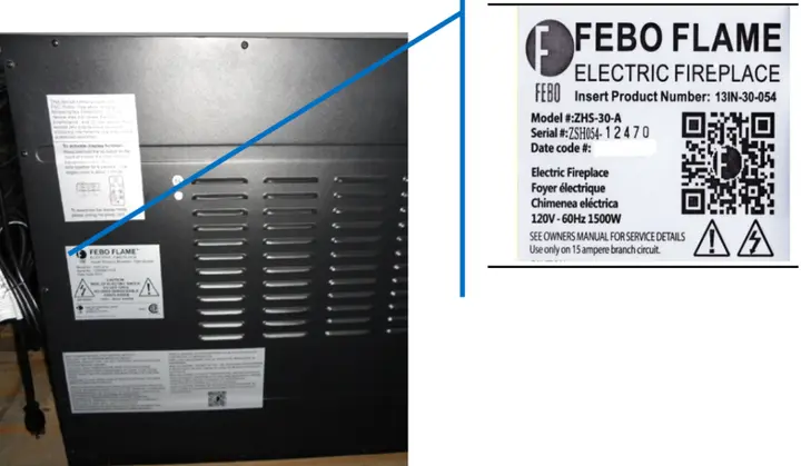 Back panel with label identifying model number