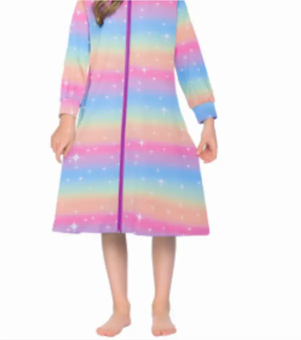 Recalled Ekouaer Store bathrobe with long sleeves, pink rainbow