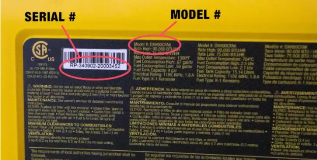 Location of Model # and Serial #