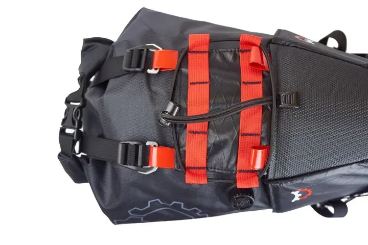 Close up of the top hook system on the recalled bicycle seat bag