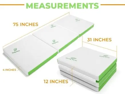 Recalled Cushy Form Tri-Fold Folding Mattress folded for storage.