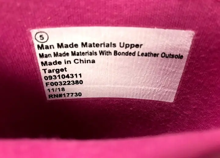 Photo of the label inside Cat & Jack "Lilia" Rain Boots