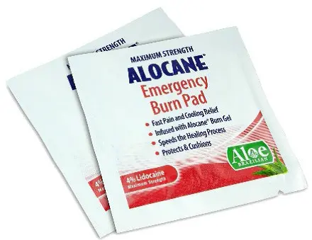 Single packets of ALOCANE® Emergency Burn Pad