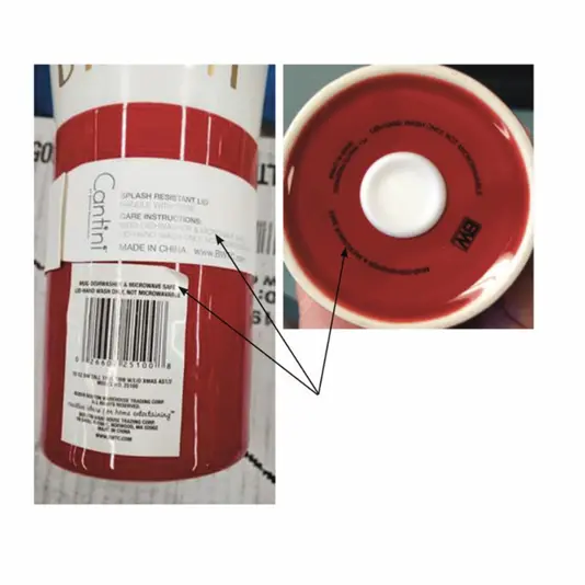 Microwave safe is written on the backstamp under the glaze and on the wrap band.