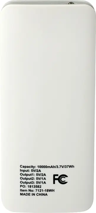 Back of recalled power bank with PO number