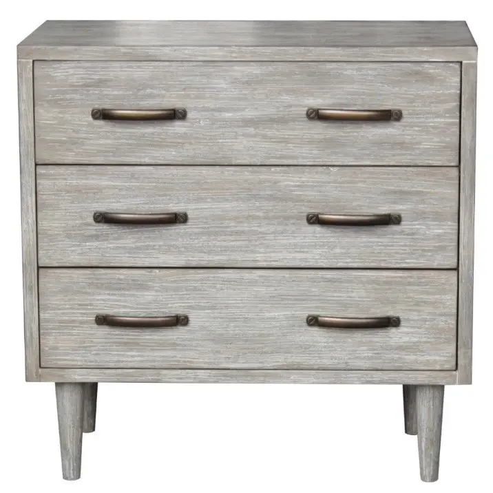 Recalled Mid-Century 3-Drawer Accent Chest, white finish, Model DS-D146-005