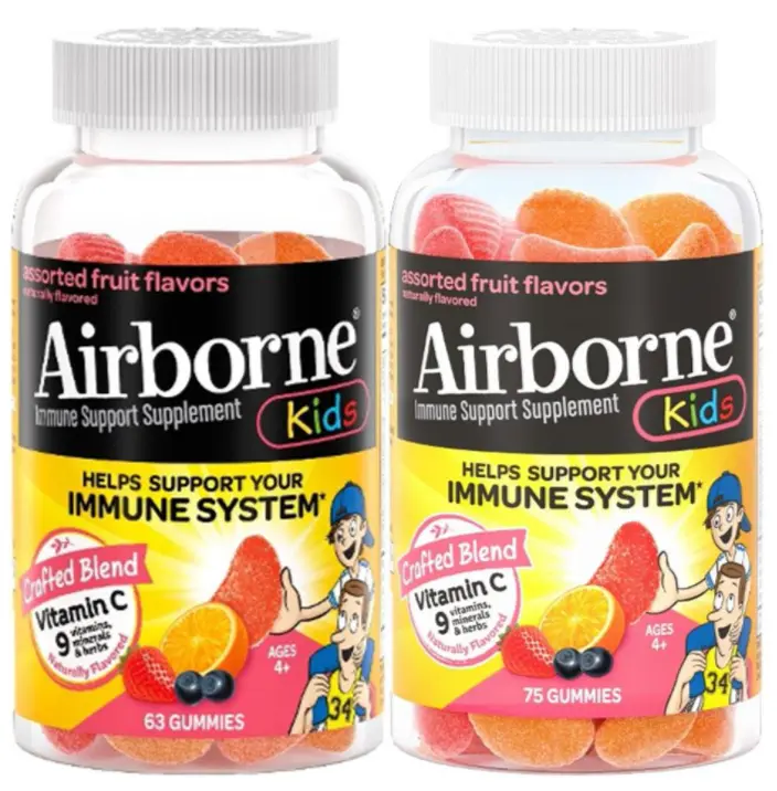 Recalled Airborne 63-count and 75-count kids assorted fruit flavor