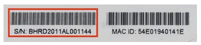 The serial number can also be found on the product packaging.