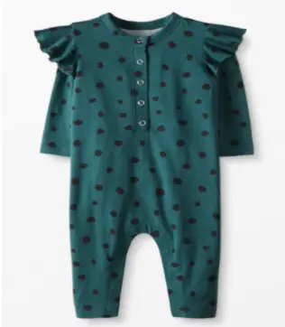 Recalled Hanna Andersson Baby Ruffle Romper in Juniper