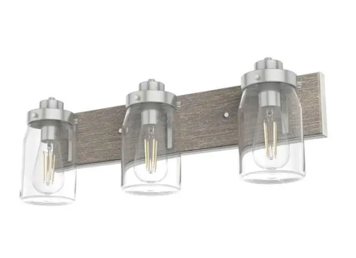 Recalled Hunter Fan 19148 Devon Park 3 Light Vanity in Brushed Nickel