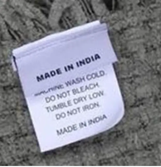 MADE IN INDIA is printed on the top sewn-in label