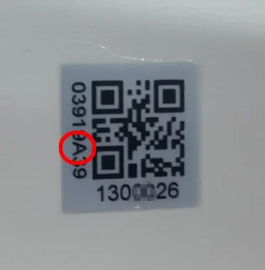 QR code sticker on the rear of recalled 3D printer has "A" in the sixth digit