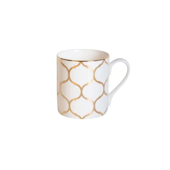 Recalled Fitz and Floyd Nevaeh White lattice Can Mug in Gold
