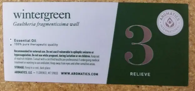Recalled Aromatics International Wintergreen Essential Oil – label on the 30 mL and 100 mL bottles