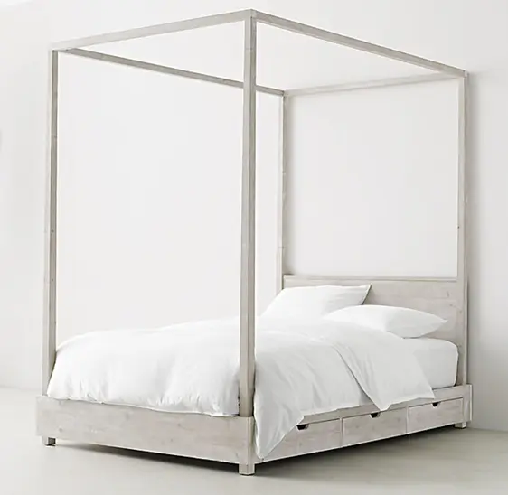 Recalled RH Cullum canopy bed – sandwashed grey