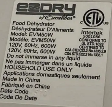 Model number and date code location