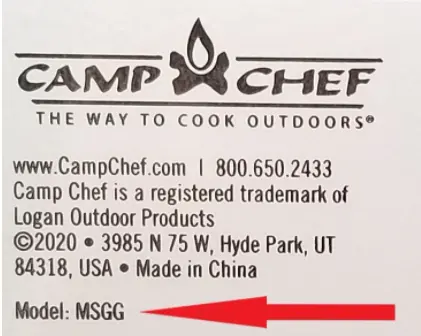 Manufacturer’s Label Showing Model Number